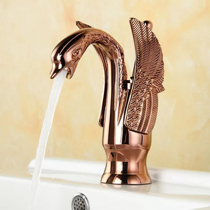 Solid brass bathroom basin faucet, hot and cold single lever
