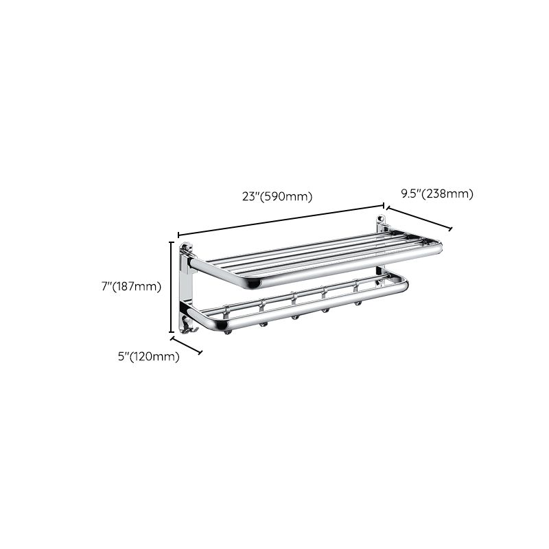 BowLift | Chrome Modern Bathroom Hardware Set Stainless Steel Towel Hook/Towel Rail & Bathroom Shelf