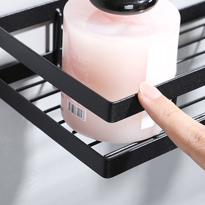 2-Piece Bathroom Shelf Set in Matte Black Metal