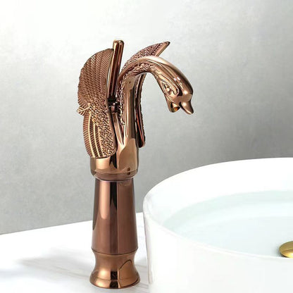 Solid brass bathroom basin faucet, hot and cold single lever