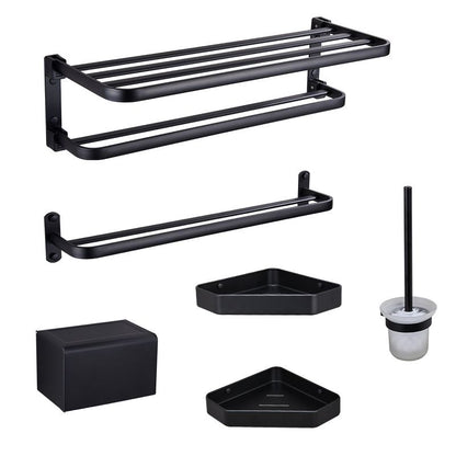 Modern Bathroom Accessory Set Matt Black/Grey Bathroom Shelf/Towel Holder & Paper Holder