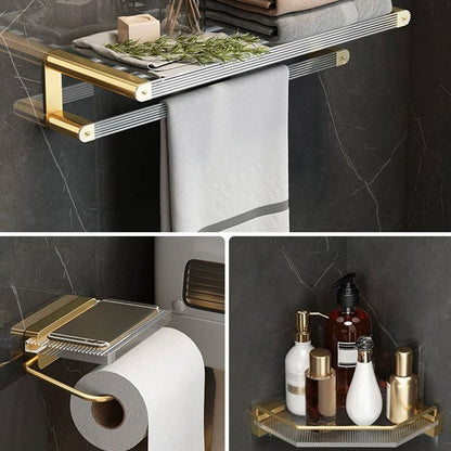 BowLift | Modern Bathroom Accessory Set Bathroom Shelf Gold Towel Holder Bathroom Hardware Set