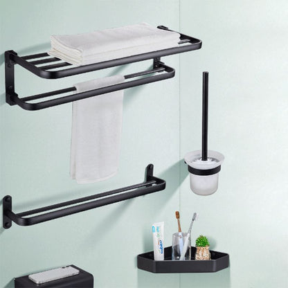 Modern Bathroom Accessory Set Matt Black/Grey Bathroom Shelf/Towel Holder & Paper Holder