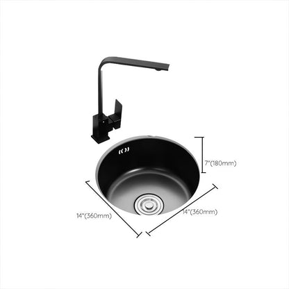 Kalsten | Single Bowl Kitchen Sink Round Stainless Steel Sink with Drain Strainer Kits