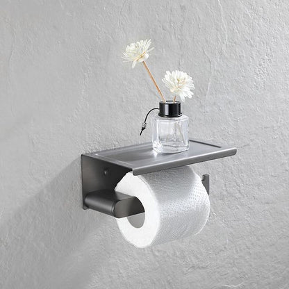 BowLift | 5-piece modern bathroom accessory set made of stainless steel with towel rail/robe hooks/toilet paper holder