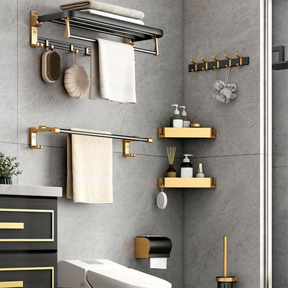 BowLift | Modern Bathroom Accessories Set Paper Holder Towel Bar Black Bathroom Accessories Set