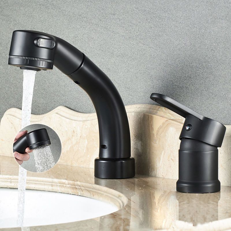 BowLift | Modern Style Sink Faucet Copper Handle Low Arc Pull-Out Sink Faucet