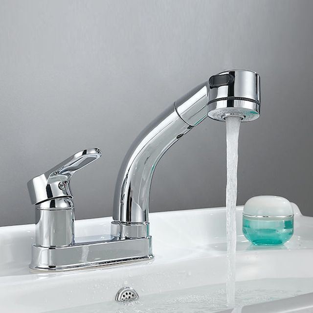 BowLift | Modern Style Sink Faucet Copper Handle Low Arc Pull-Out Sink Faucet