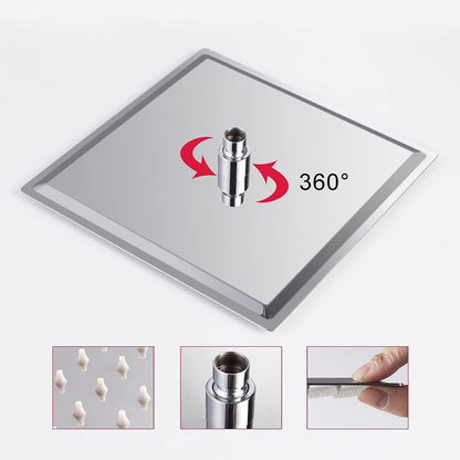 BowLift | Contemporary Shower Combo Fixed Shower Head Stainless Steel Wall Mount Square Shower Head