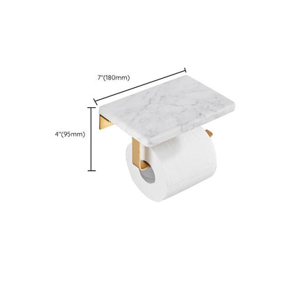 BowLift | Brushed Brass Bathroom Accessory Set Metal & Marble Bathroom Hardware Set with Bathtub Shelf