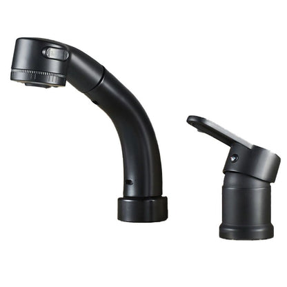 BowLift | Modern Style Sink Faucet Copper Handle Low Arc Pull-Out Sink Faucet
