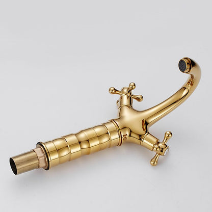 BowLift | Centered Basin Mixer Single Hole Bathroom Faucet with 2 Cross Handles