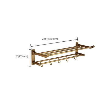 BowLift | Worn Brass Traditional Bathroom Set with Bath Shelf/Paper Holder & Towel Bar
