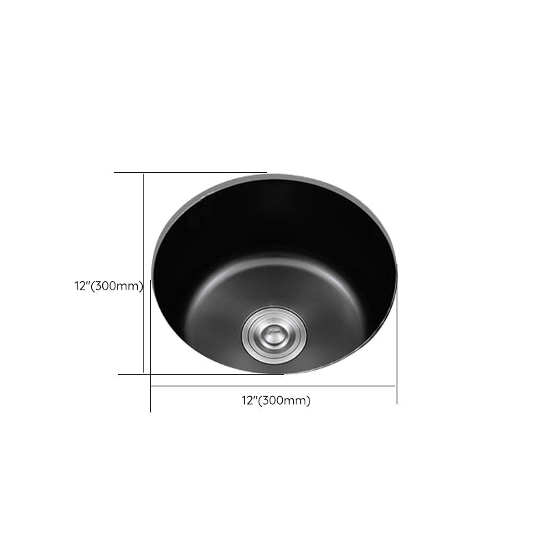 BowLift | Stainless Steel Round Sink in Black Single Basin Undermount Sink with Basket Strainer
