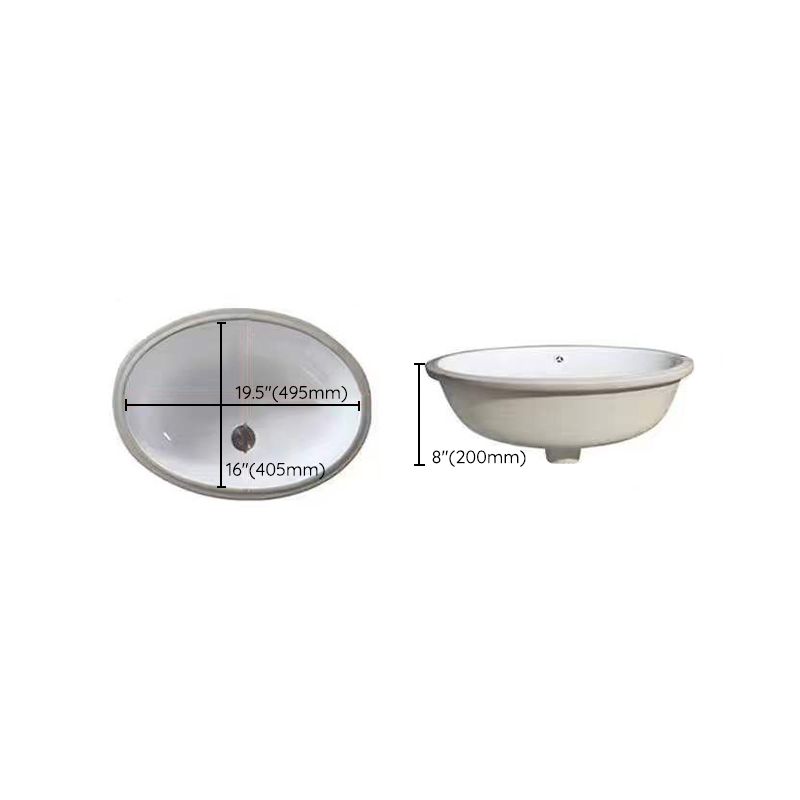 BowLift | Modern Under-mount Sink Oval Porcelain with Pop-Up Drain Sink