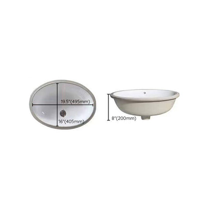 BowLift | Modern Under-mount Sink Oval Porcelain with Pop-Up Drain Sink