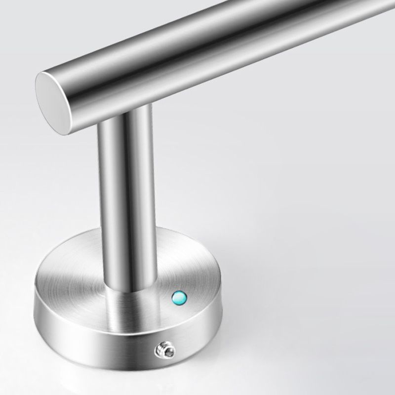Modern bathroom accessory set made of brushed stainless steel, chrome-plated towel rail/ring & bathrobe hook