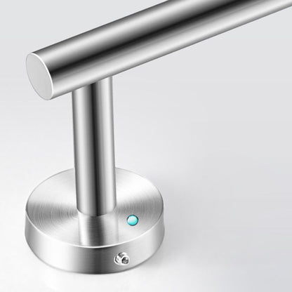 Modern bathroom accessory set made of brushed stainless steel, chrome-plated towel rail/ring & bathrobe hook