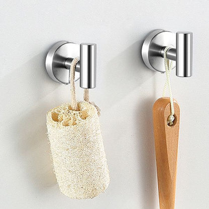Modern bathroom accessory set made of brushed stainless steel, chrome-plated towel rail/ring & bathrobe hook