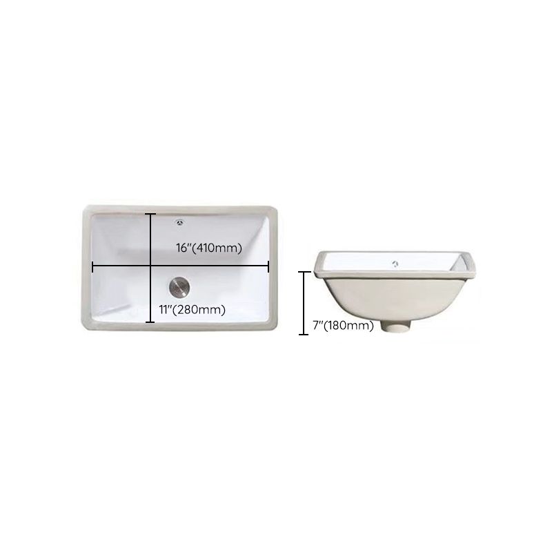 BowLift | Modern Under-mount Sink Oval Porcelain with Pop-Up Drain Sink