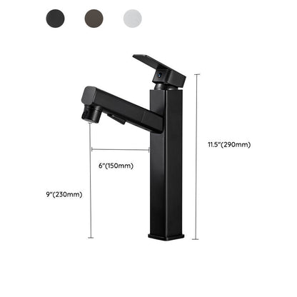 Bathroom vanity faucet with swivel spout, single-handle mixer with pull-out spray head