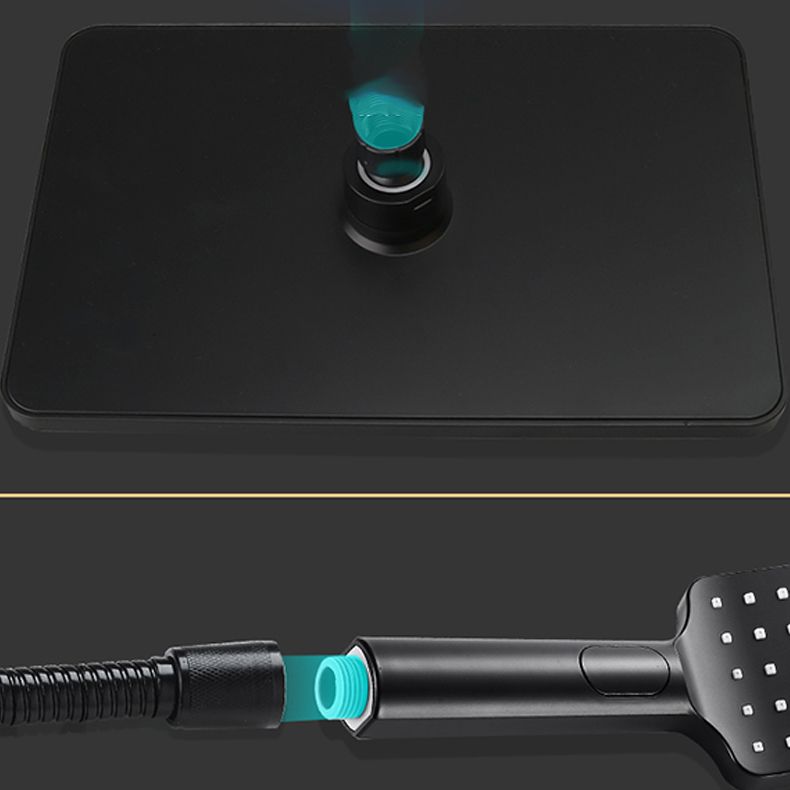 BowLift | Modern rectangular shower head combo standard spray pattern with hand shower