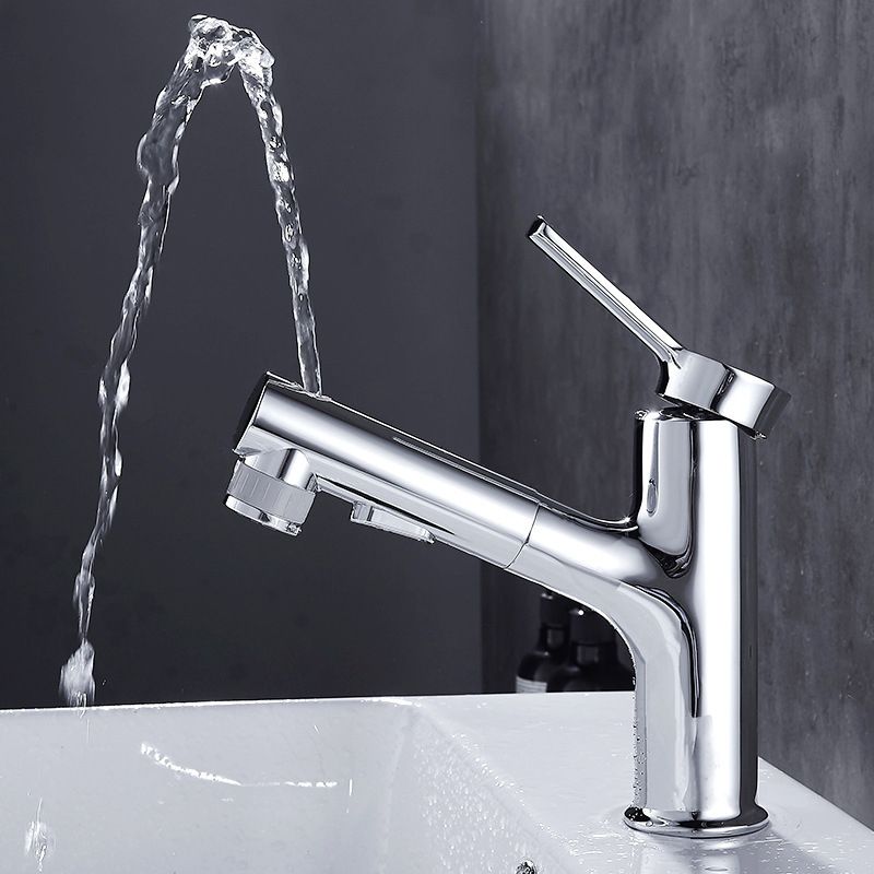 Modern sink faucet with pull-out spout and lever handle