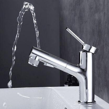 Modern sink faucet with pull-out spout and lever handle
