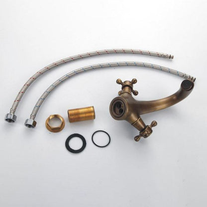 BowLift | Industrial Wide-Spread Bathroom Faucet with Dual Cross Handles – Brass Construction