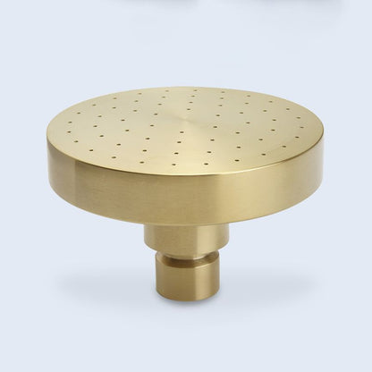 Stainless steel shower combination with round, fixed shower head and shower arm