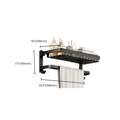 BowLift | Modern Bathroom Set Matte Black Bathroom Shelf Towel Holder Bathroom Accessories Set