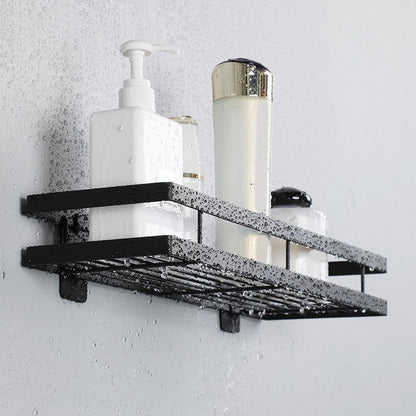 2-Piece Bathroom Shelf Set in Matte Black Metal