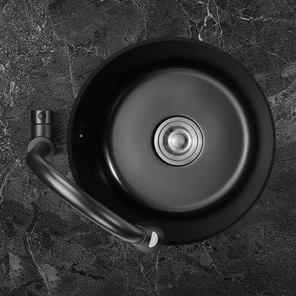 Kalsten | Single Bowl Kitchen Sink Round Stainless Steel Sink with Drain Strainer Kits