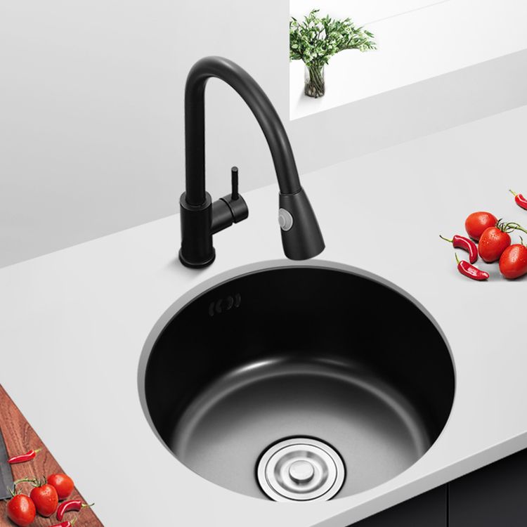 Kalsten | Single Bowl Kitchen Sink Round Stainless Steel Sink with Drain Strainer Kits