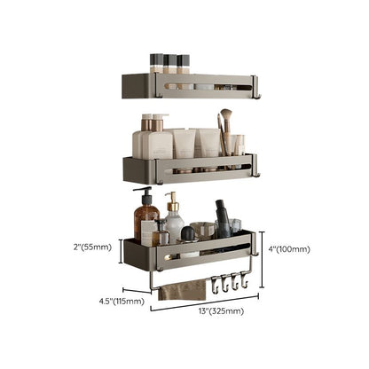 Skanto | Modern Aluminum Bathroom Accessory Set Gray Bathroom Shelf System