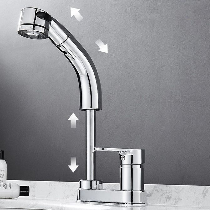 BowLift | Modern Style Sink Faucet Copper Handle Low Arc Pull-Out Sink Faucet