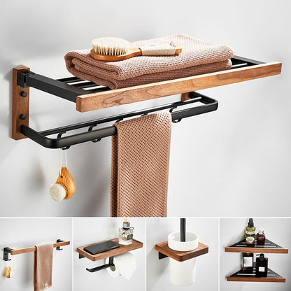 BowLift | 7-piece toilet accessory set made of solid wood and metal