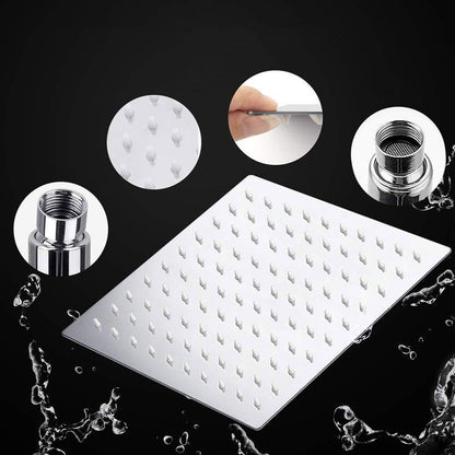 BowLift | Standard Double Shower Set Round Metal Adjustable Spray Pattern Shower Head in Silver