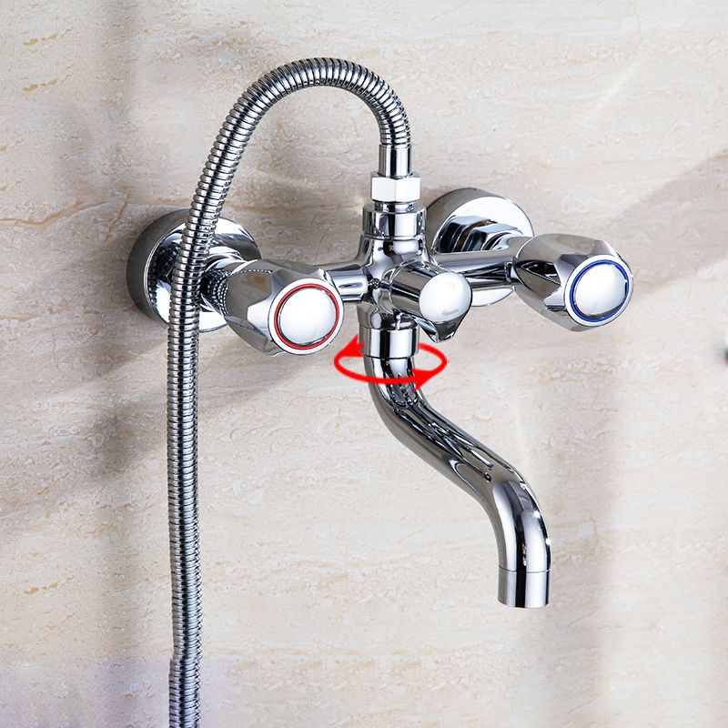 Skanto Skanto | Chrome Servant Faucet Trim Wall Mounted Swivel Spout with Hand Shower
