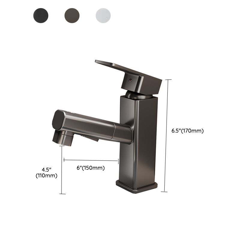 Bathroom vanity faucet with swivel spout, single-handle mixer with pull-out spray head