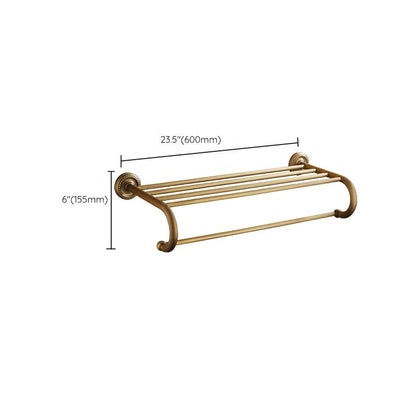 BowLift | Worn Brass Traditional Bathroom Set with Bath Shelf/Paper Holder & Towel Bar