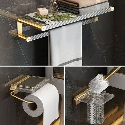 BowLift | Modern Bathroom Accessory Set Bathroom Shelf Gold Towel Holder Bathroom Hardware Set