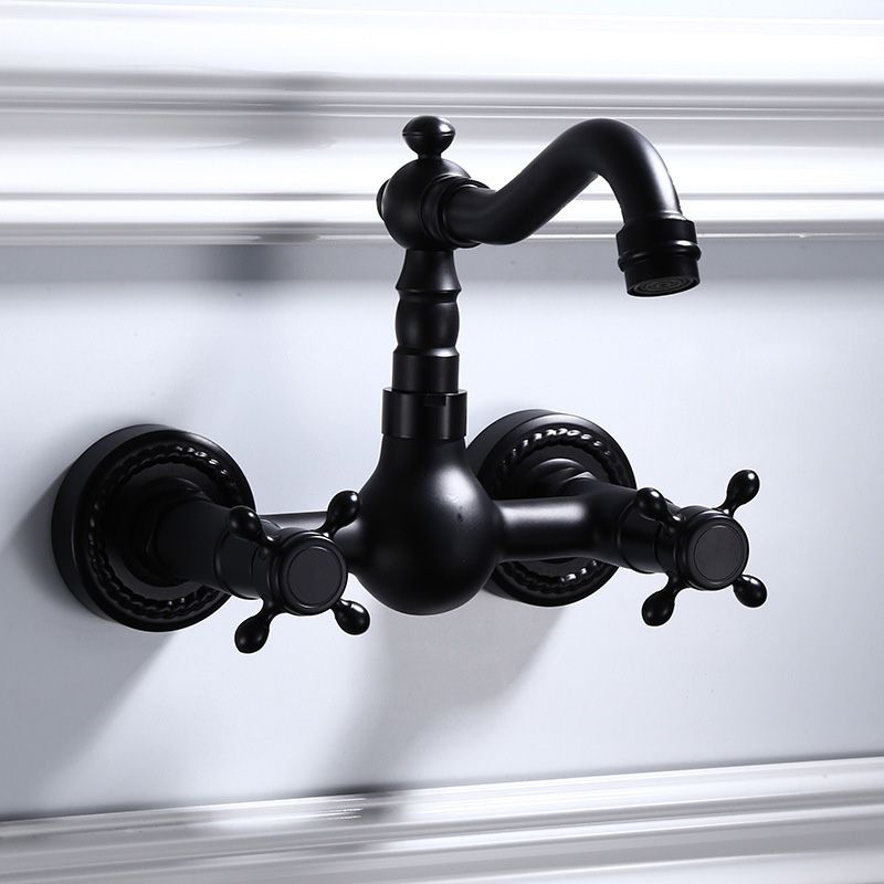 Black Wall-Mounted American Classic Widespread Bathroom Faucet