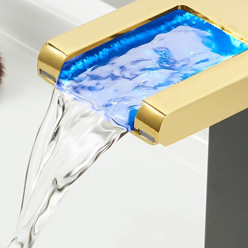 Skanto | Modern Waterfall Spout Bathroom Sink Faucet with LED Brass Bathroom Sink