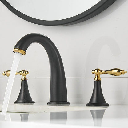 BowLift | Modern widespread sink faucet Simple bathroom double handle faucet with lever handle