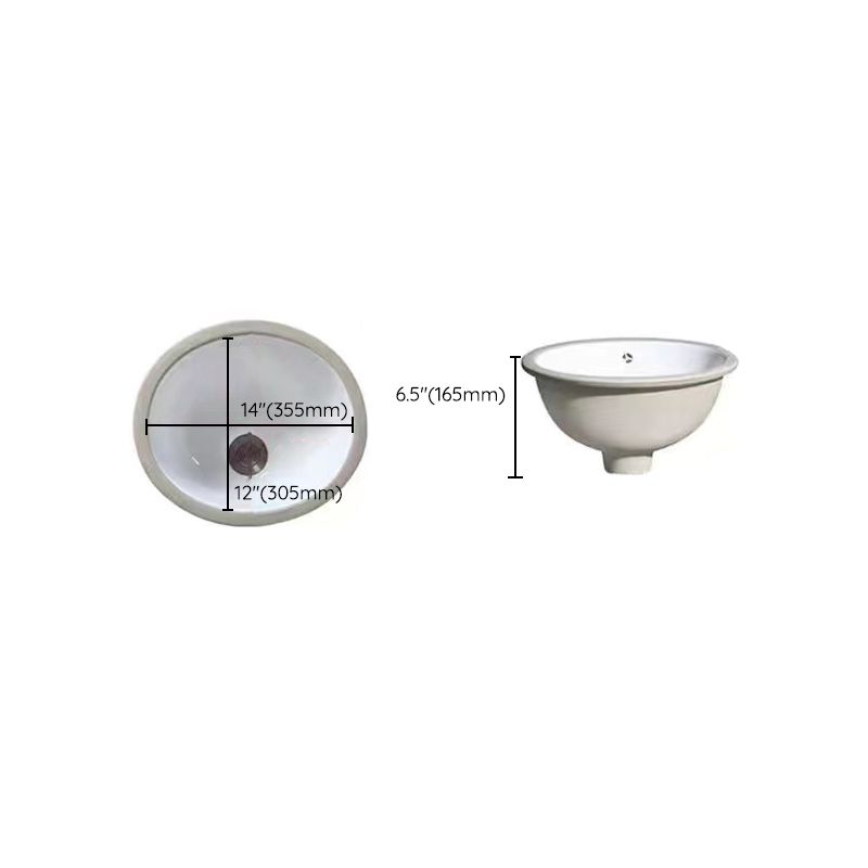 BowLift | Modern Under-mount Sink Oval Porcelain with Pop-Up Drain Sink