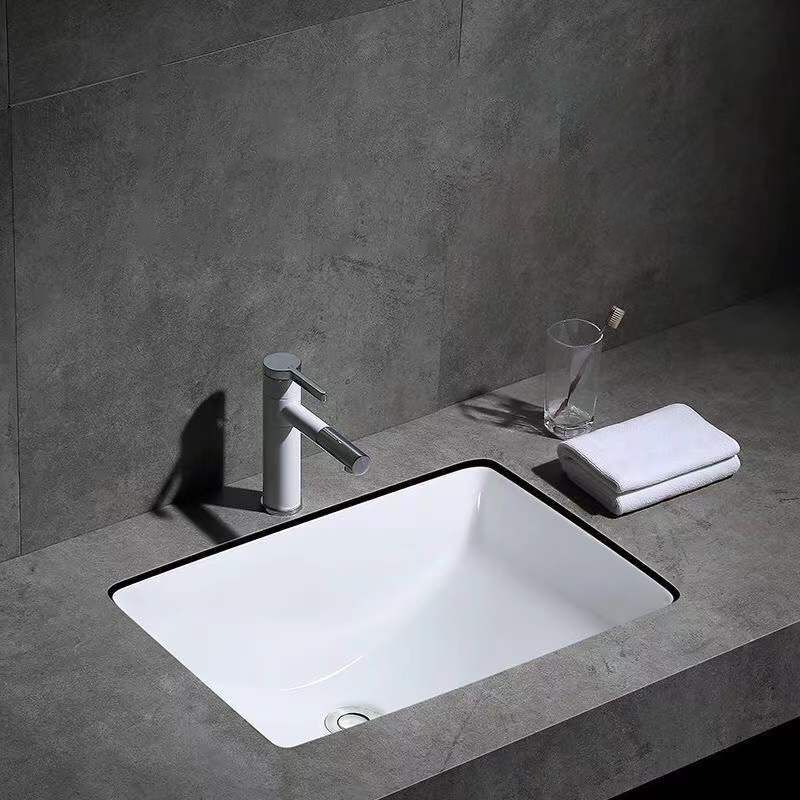 BowLift | Modern Under-mount Sink Oval Porcelain with Pop-Up Drain Sink