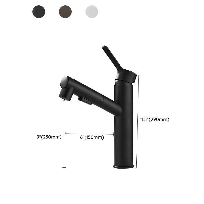 Bathroom vanity faucet with swivel spout, single-handle mixer with pull-out spray head
