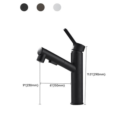 Bathroom vanity faucet with swivel spout, single-handle mixer with pull-out spray head