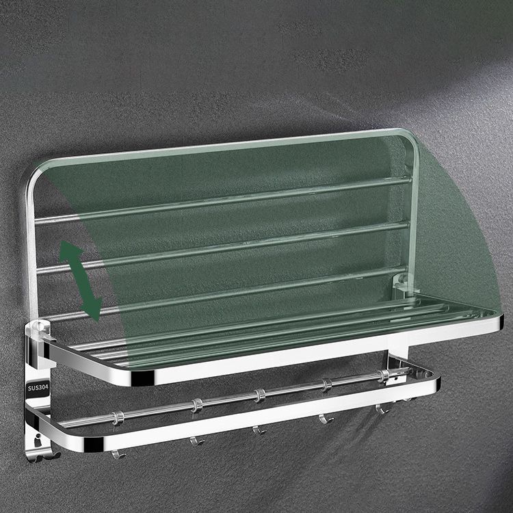 Contemporary bathroom accessory set made of chrome-plated stainless steel with bathrobe hook/towel bar